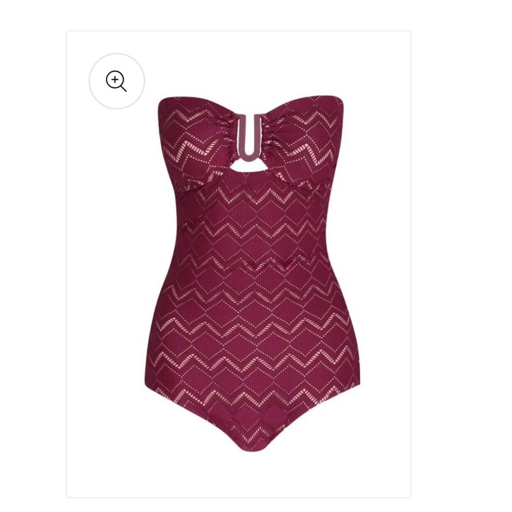 ZIMMERMAN Textured U-Link One Piece | Burgundy, Lined, Full Coverage AS IS